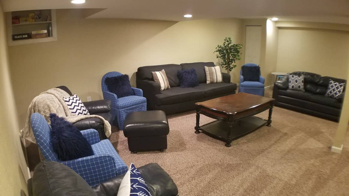 large living room in sober living house